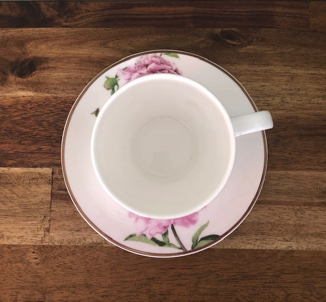 Pink Peonies Cup and Saucer